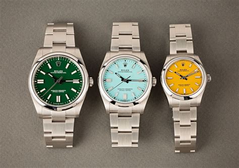 rolex color names|Rolex watches and colorful swatches.